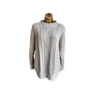 Express Sweater knit top handknitted large cream casual layer cozy Large